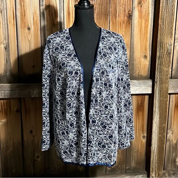 R & M Richard’s vintage cardigan lace sequins sheer blue  white 3X FIRM on PRICE - Picture 1 of 5